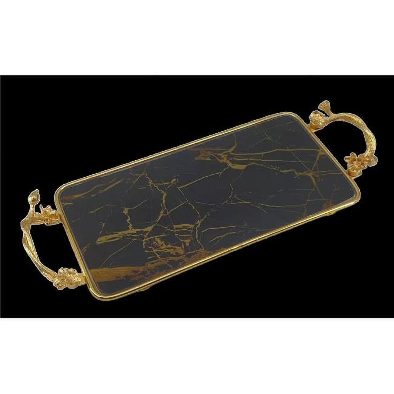 Picture of Brilliant Gifts 3004.224.30 15 x 30 in. Rectangle Black & Gold Glass Marble Tray