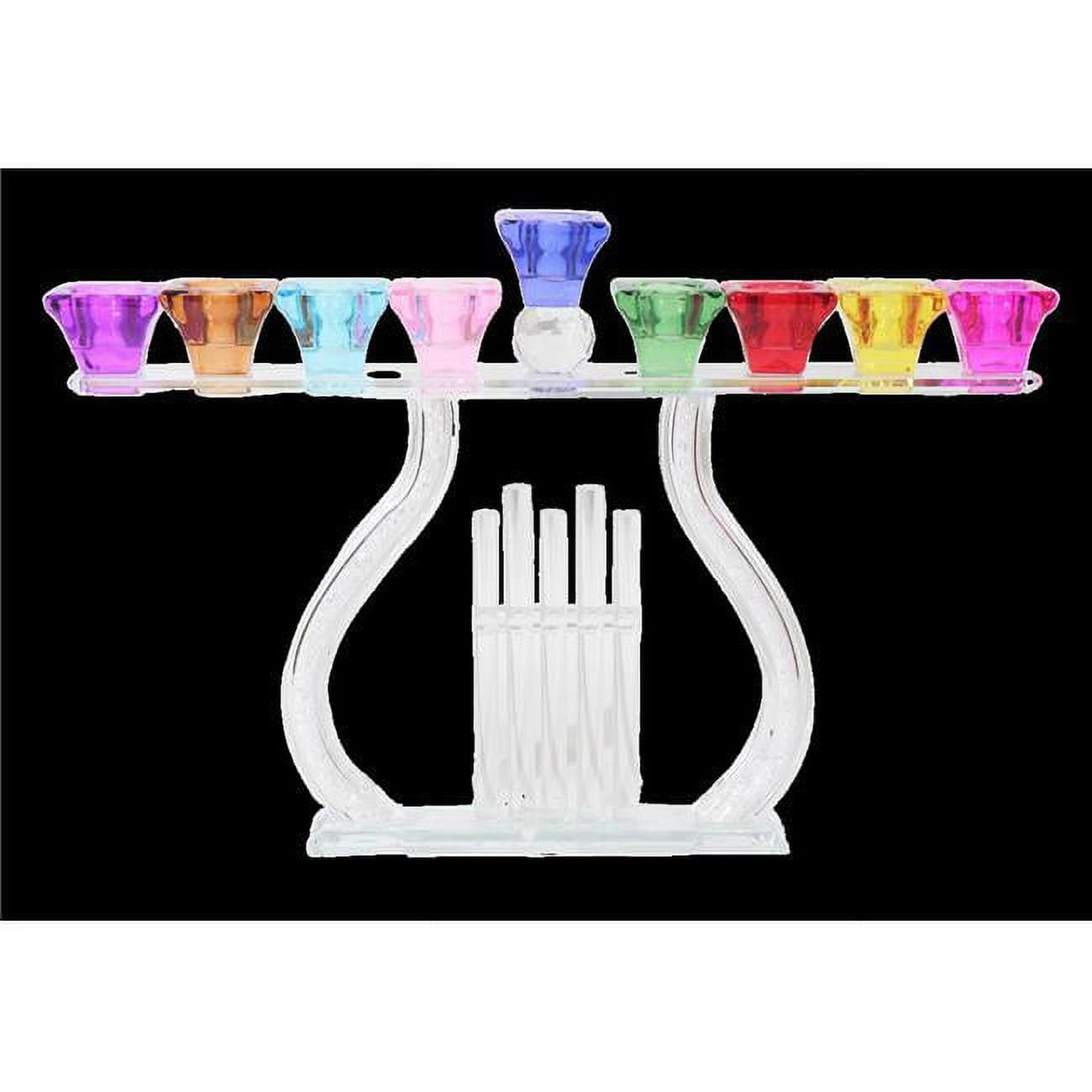 Picture of Schonfeld Collection 182966 8 x 14.5 in. Crystal Menorah with Colored Cups