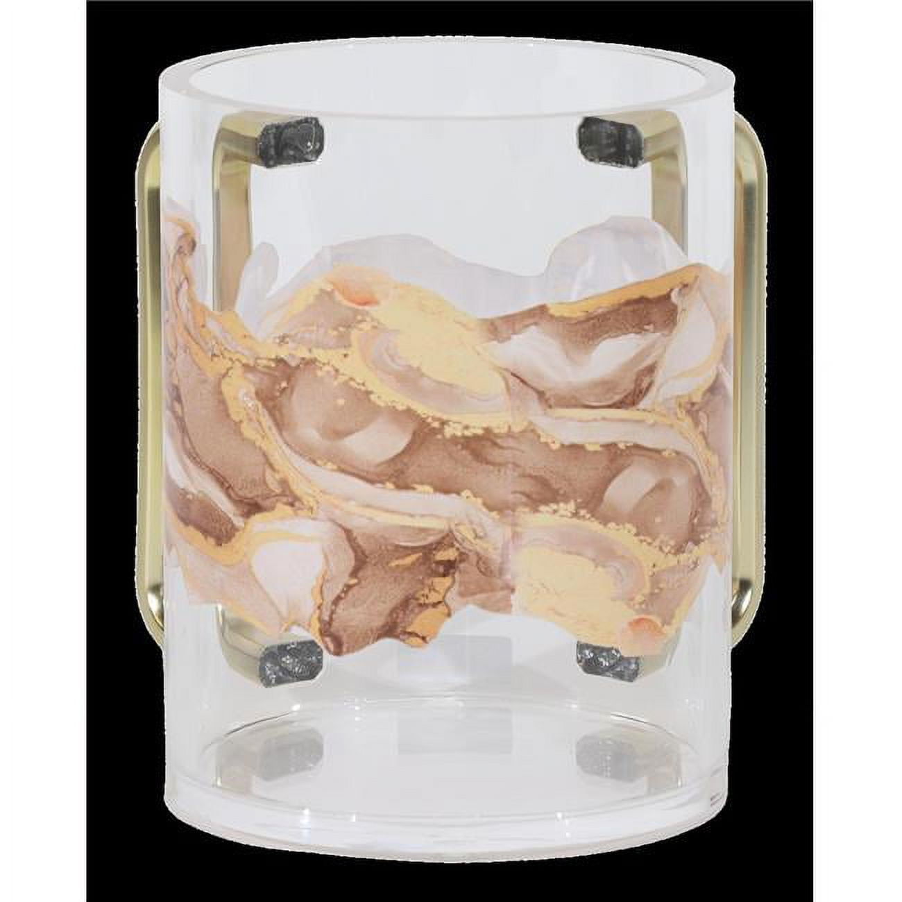 Picture of Schonfeld Collection 60054 Acrylic Washing Cup with Gold Handles, Beige Marble