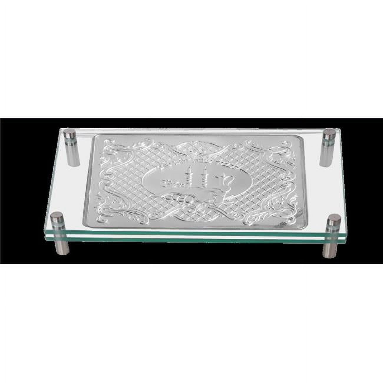 Picture of A&M Judaica & Gifts 59803 Silver Plated & Glass Challah Board&#44; Silver Standoffs