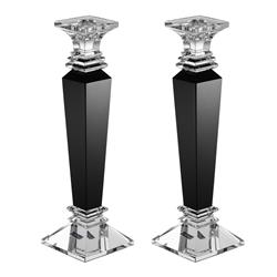 Picture of A&M Judaica & Gifts 182947 12 in. Set of Candlesticks with Center Crystal & Black