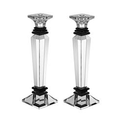 Picture of A&M Judaica & Gifts 182948 12 in. Set of Candlesticks with Design Crystal & Black