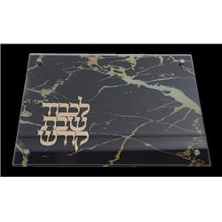 Picture of A&M Judaica & Gifts 183051 11.5 x 15 in. Marble Tray&#44; Black & Gold