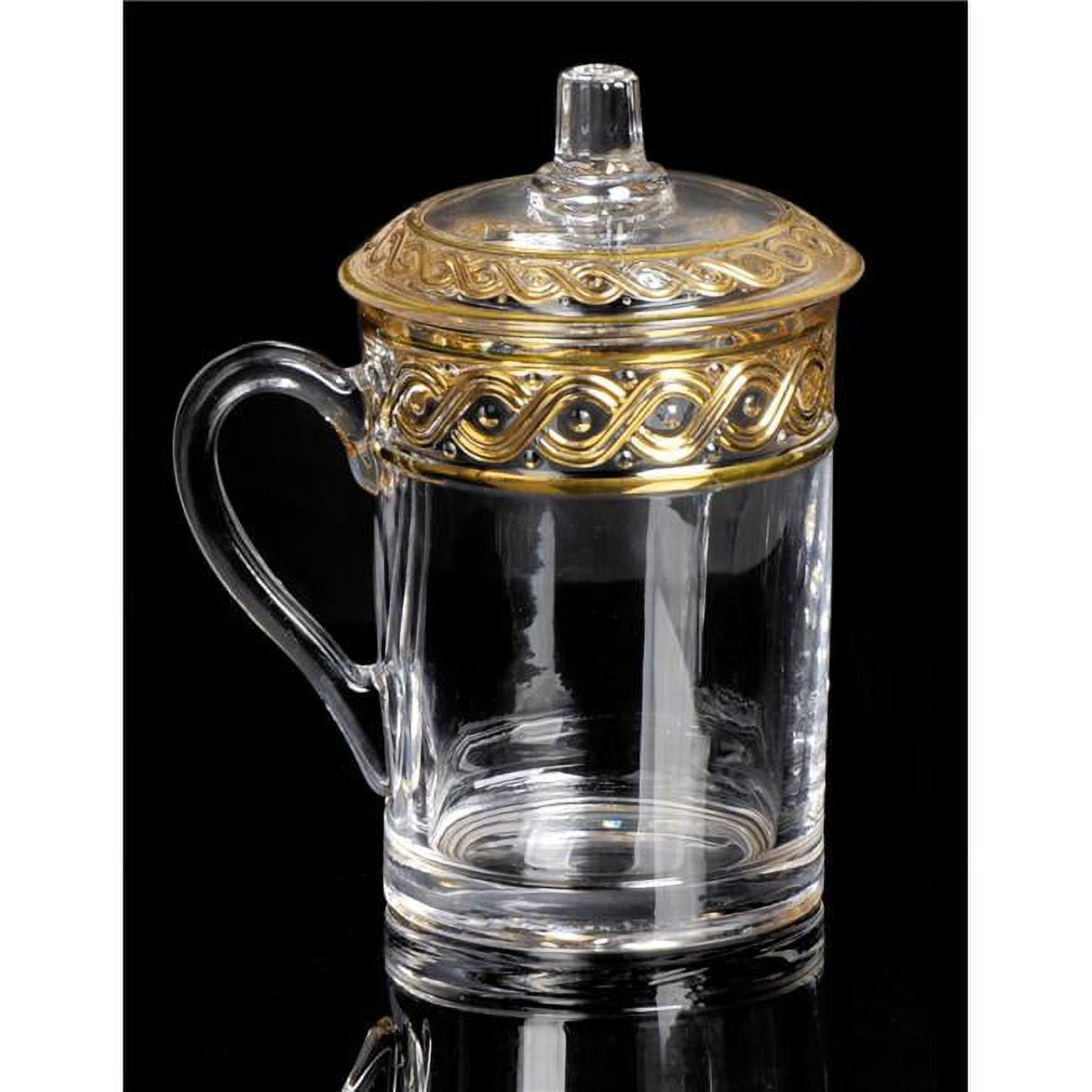 Picture of A&M Judaica & Gifts B2060.009.GO 13.5 oz. Gold Design Drinking Glass&#44; Glass with Lid