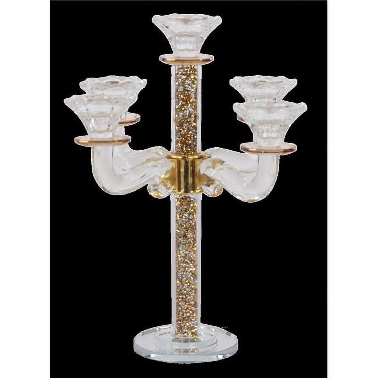 Picture of Schonfeld Collection 160341 5 Branch Gold-Silver Filling Crystal Candelabra
