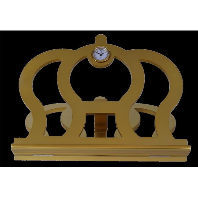 Picture of Nua 59804 Gold Crown Shaped Table Top Shtender with Clock