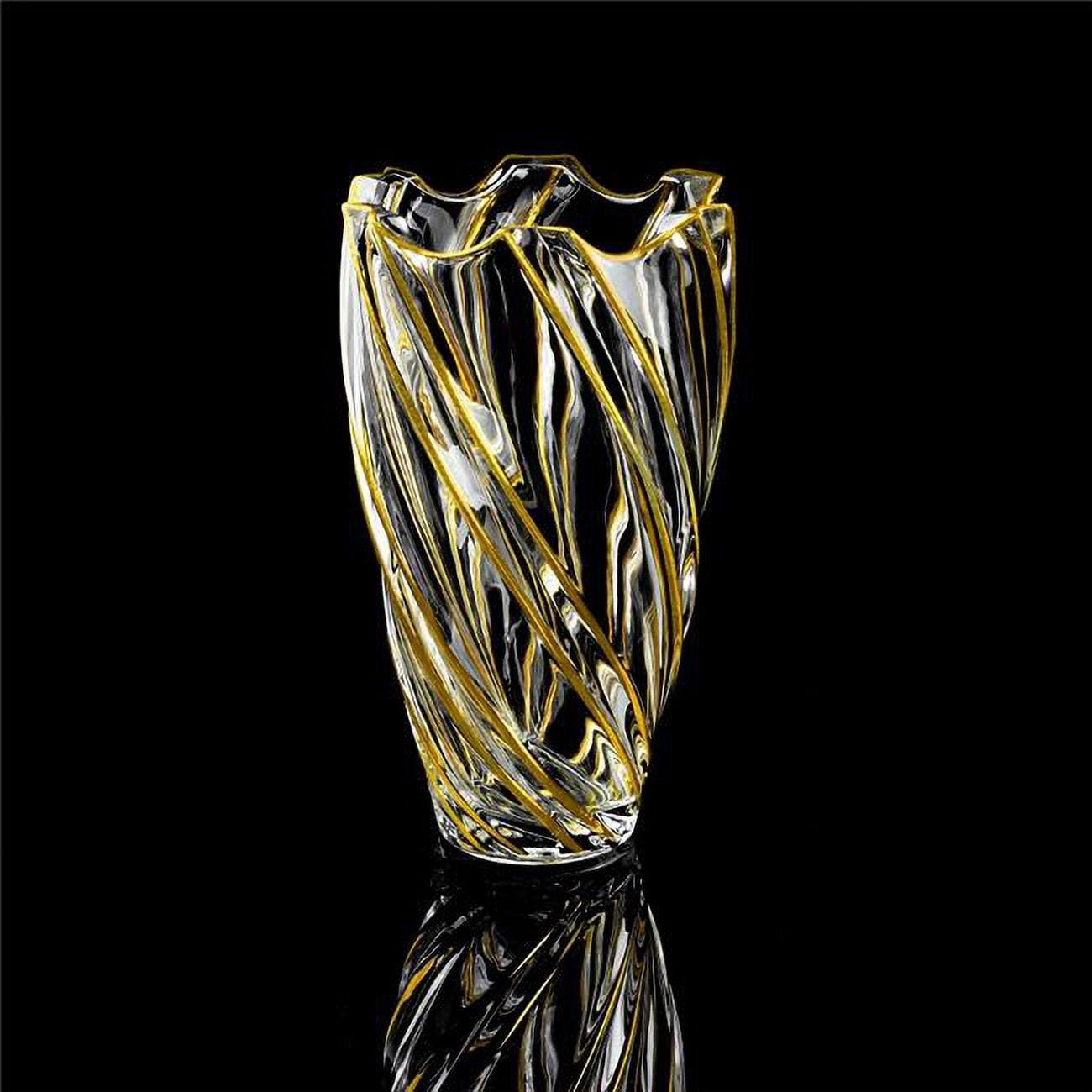 Picture of Brilliant Gifts B2021.061.29 11.5 in. Crystal Vase with Twisted Gold Design