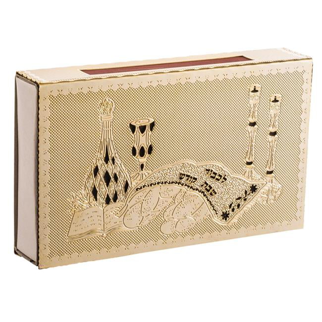 Picture of AM Judaica 49806 4.25 x 3.5 in. 24K Gold Plated Shabbat Table by Jerusalem Impressions Match Box
