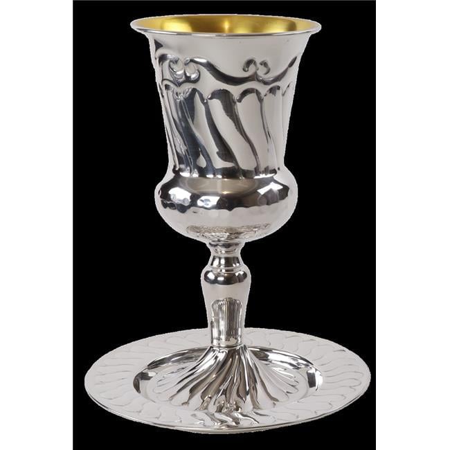 9 x 7 in. Silver Kos Eliyahu with Tray 925 SC Cup & Tray