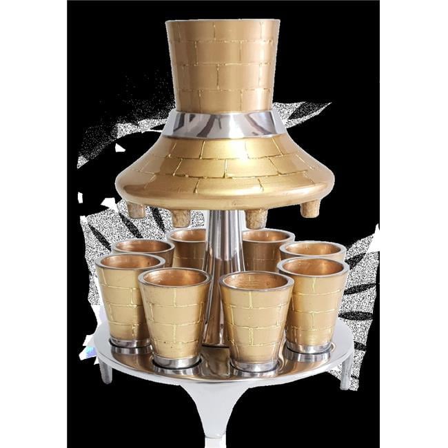 Aluminum Brick Design Fountain Set, Gold - 8 Cups