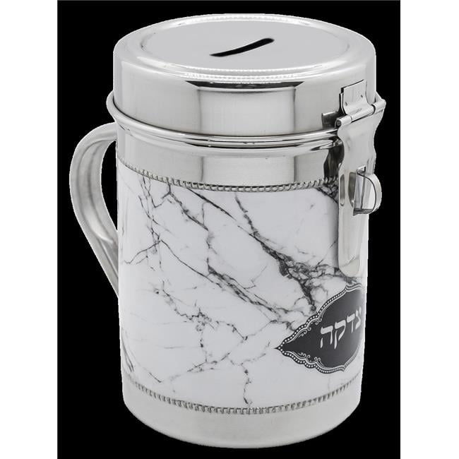 Picture of Nua 60051 Tzedakah Box with Grey Marble Design, Silver