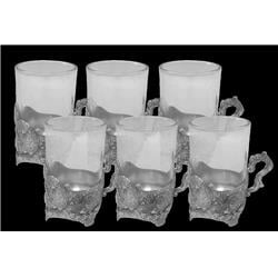 4 oz Filigree Design Cups with Handle, Small - Set of 6