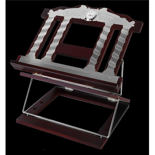 Picture of Nua 58367-1 15 x 12 in. Wooden 2-Tone Book Stand with 2 Position Plate Silver Clock