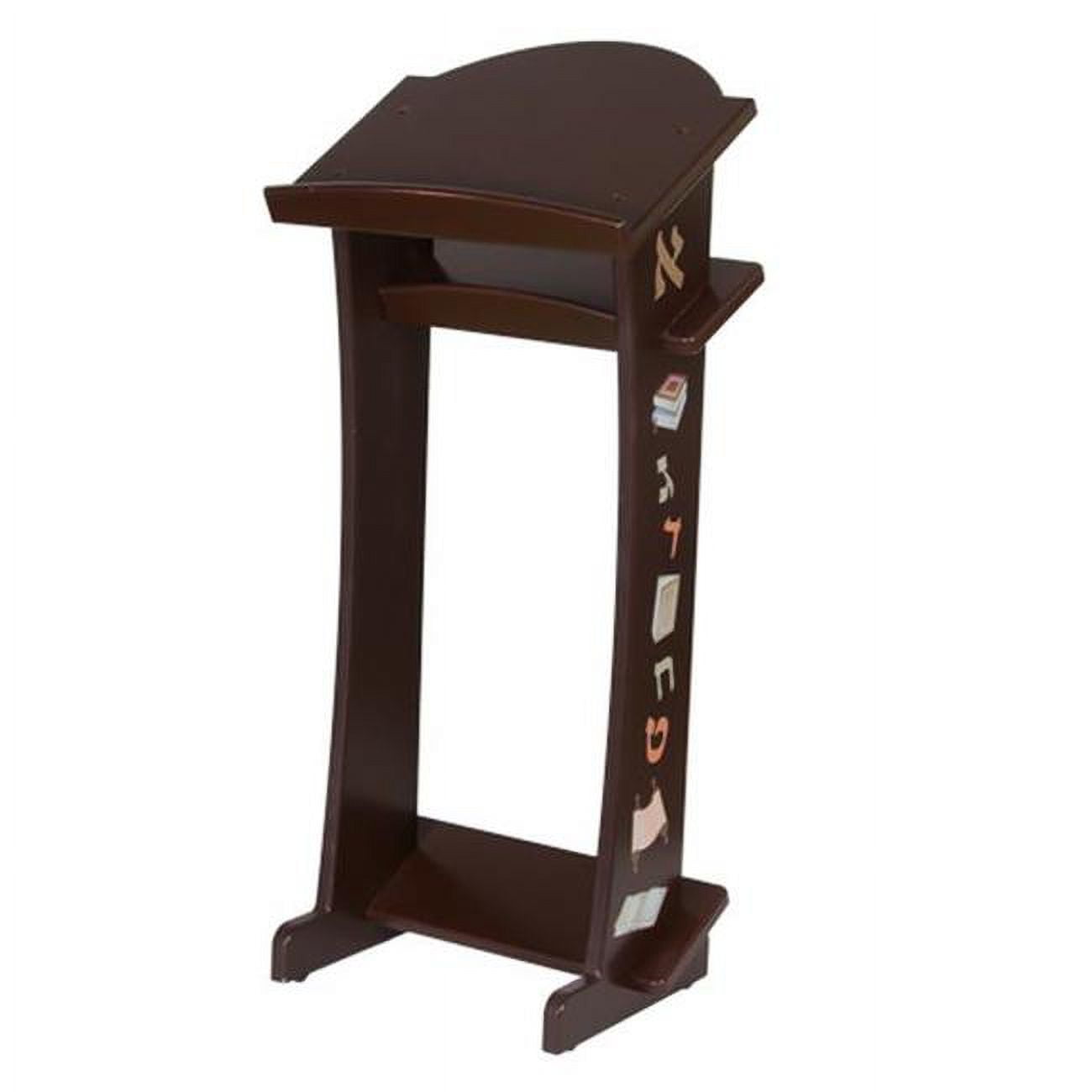 Picture of Art Judaica 43904A 32 x 14 x 11.8 in. Modular Mahogany Wooden Shtender for Children with Alef Beth Print Assembled
