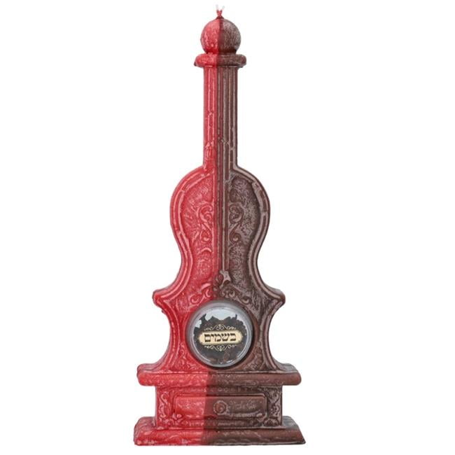 Picture of Bazeh Madlukin 1101RB Violin Havdalah Candle with Besomim&#44; Red & Brown