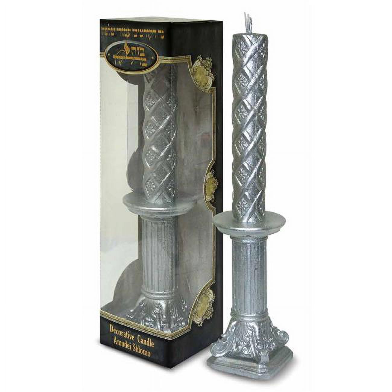Picture of Bazeh Madlukin 71118C 2.5 x 2.5 x 11 in. Decorative Havdalah Candle with Amudei Shlomo Silver On Silver Pole
