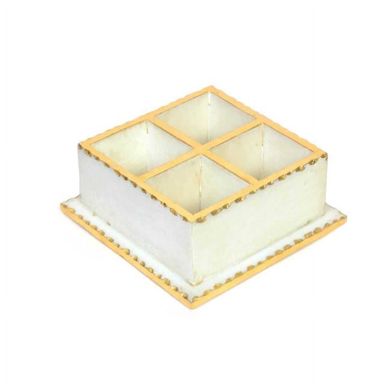 Picture of Brilliant Gifts 3060.083.19 White Marble Cutlery Stand with Gold Foiling