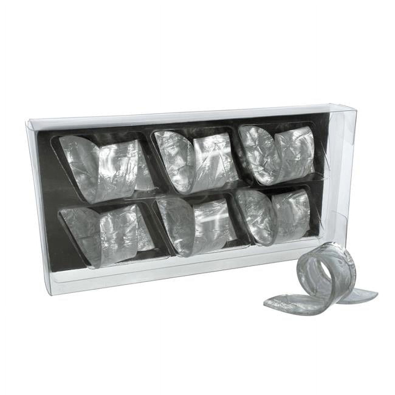 Acrylic Napkin Rings with Inlaid, Silver - Pack of 6