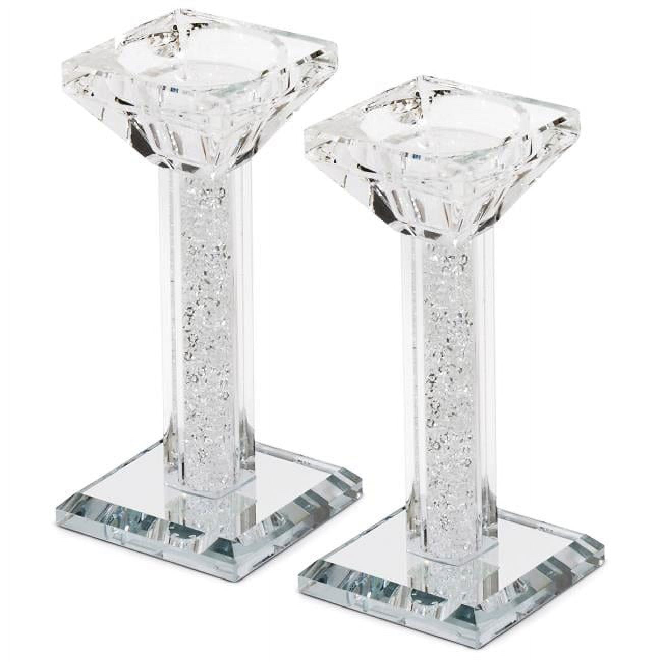 Picture of Schonfeld Collection 181040 5 in. Crystal Candlestick with Clear Filling Mirror Stands