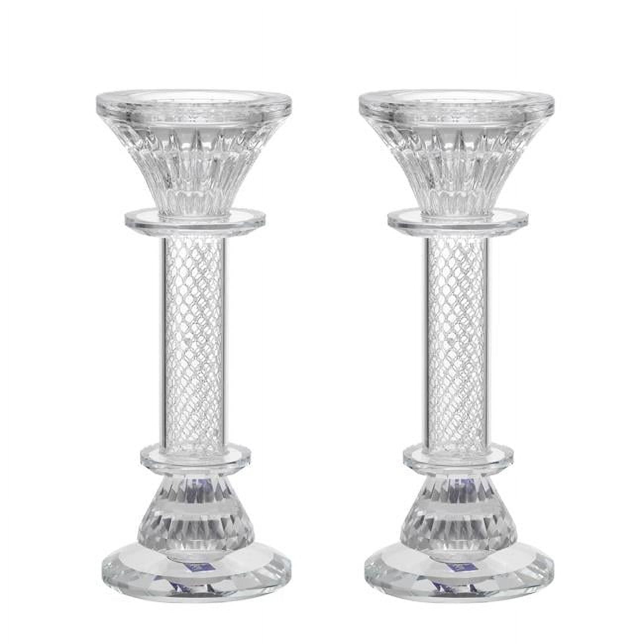 Picture of Schonfeld Collection 182332 7 in. Crystal Candlestick with Silver Paper Filling