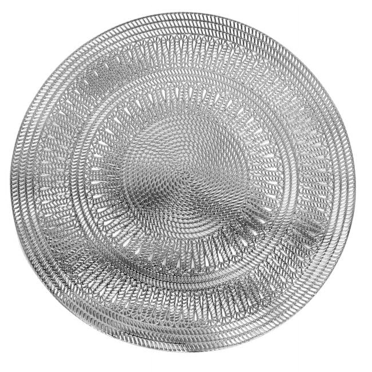 Picture of Schonfeld Collection 183585 15 in. Silver Traditional Leather Look Laser Cut Placemat - 12 Piece