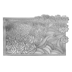 Picture of Schonfeld Collection 183578 Silver Rectangular Leather Look Laser Cut Placemat