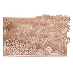 Picture of Schonfeld Collection 183579 Gold Rectangular Leather Look Laser Cut Placemat
