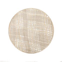 Picture of Schonfeld Collection 183582 15 in. Gold Plaid Leather Look Laser Cut Placemat - 12 Piece