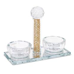 Picture of Schonfeld Collection 184230 5.5 in. Crystal Salt Holder with Gold Filling