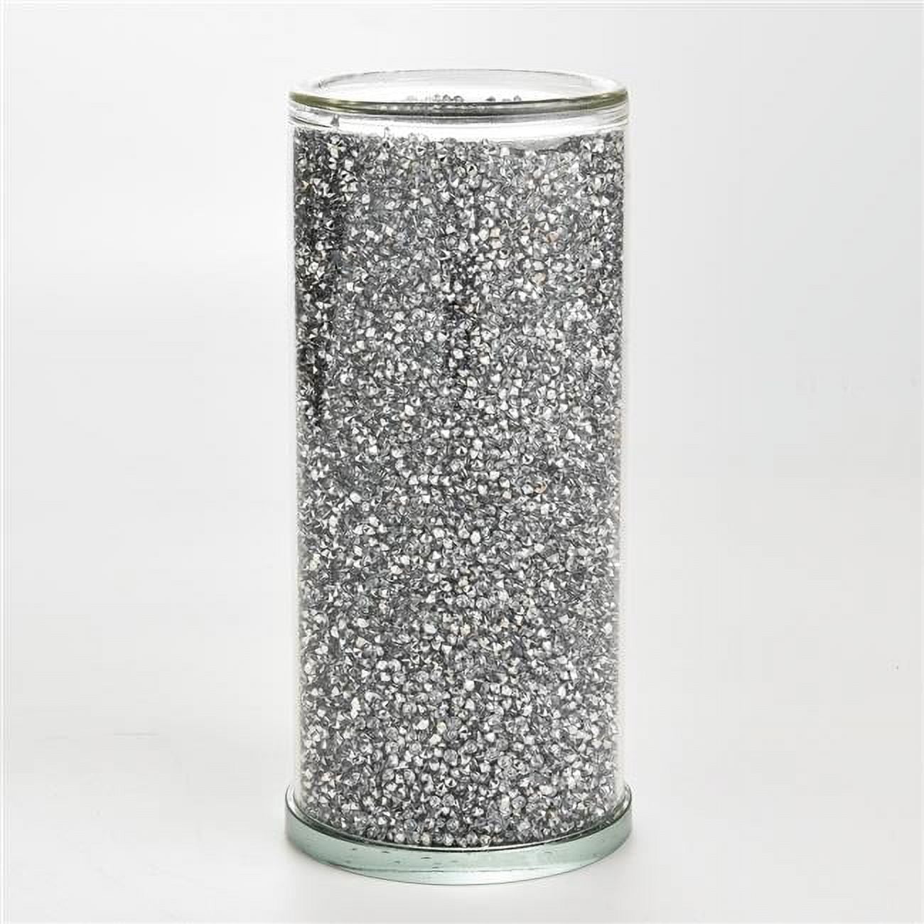Picture of Schonfeld Collection 184713 4 x 4 x 9 in. Crystal Vase with Silver Diamond