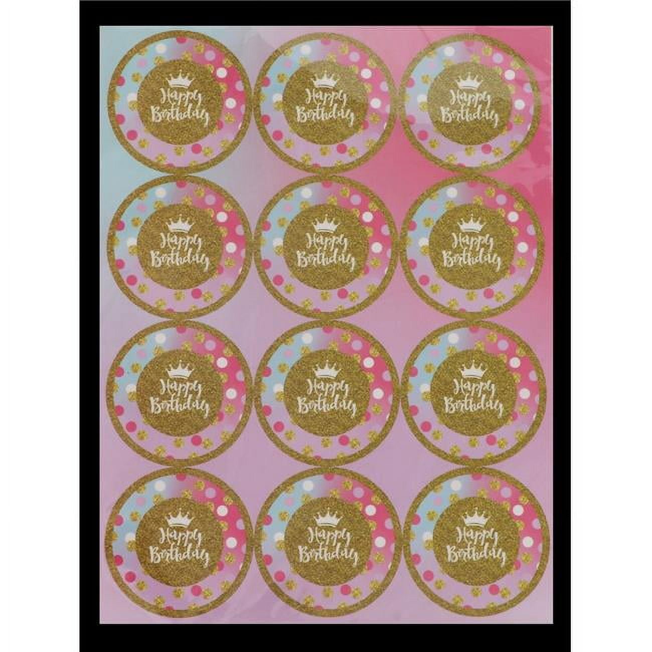 Picture of Organza 4083 Pink Birthday Stickers - 24 Count