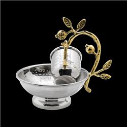 Stainless Steel Mayim Achronim Hammered with Gold Leaf