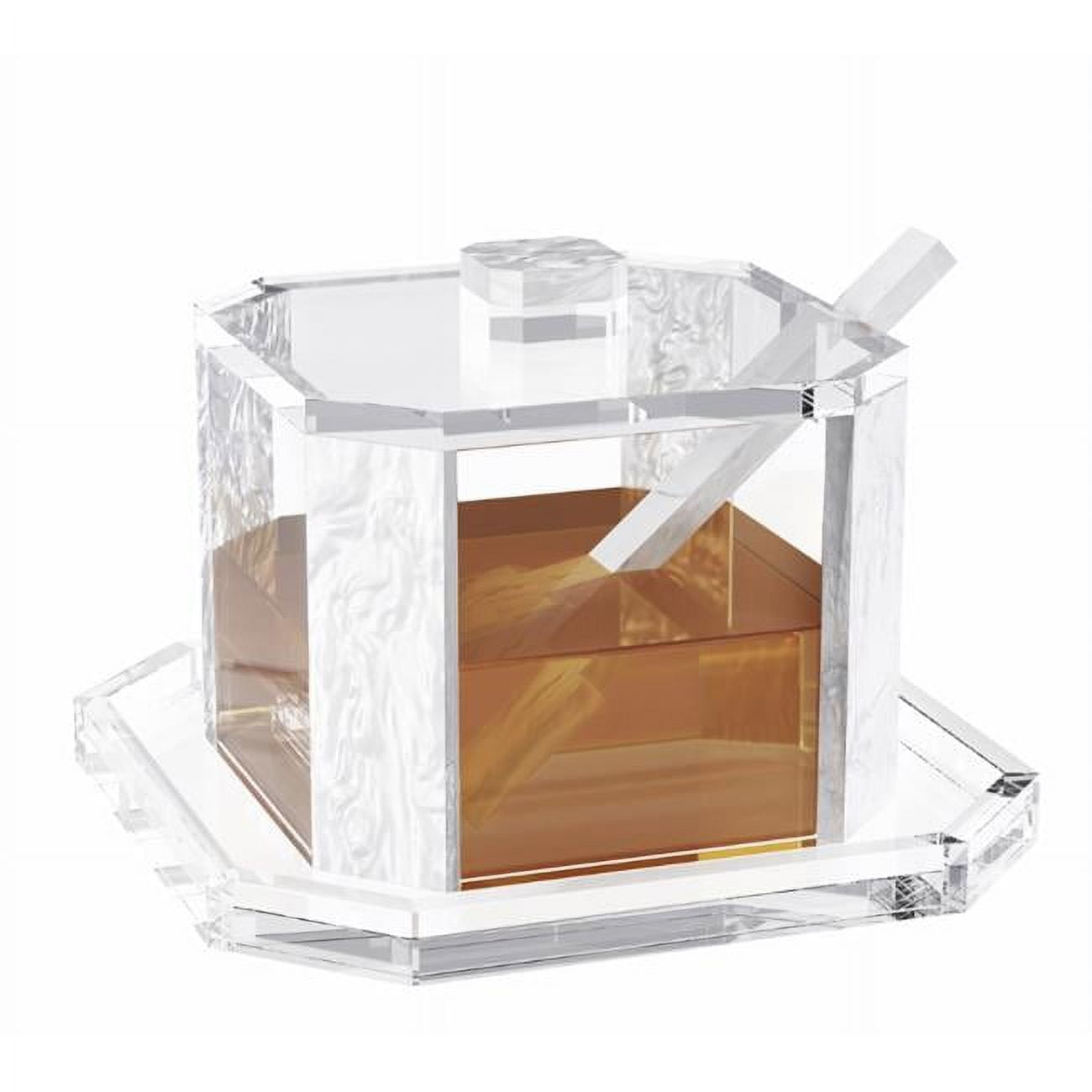 Hectegon Pearly White Honey Dish & Tray with Spoon