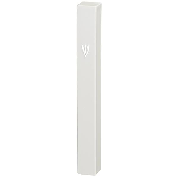15 cm White Plastic Mezuzah Cover with Rubber Cork