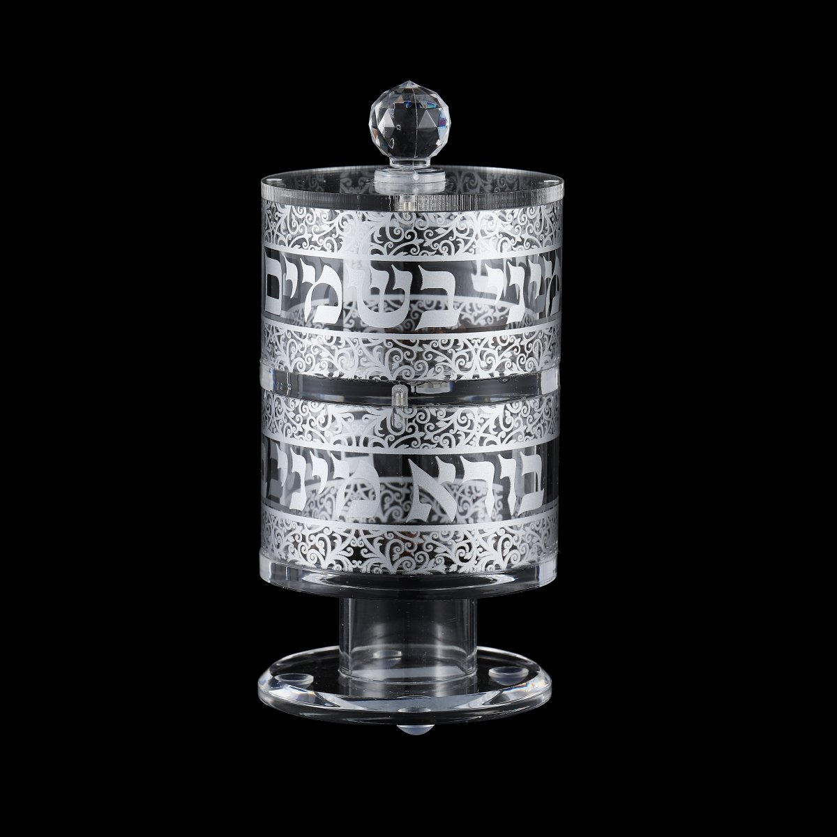 Picture of Schonfeld Collection 184899 Acrylic Besomim Havdalah Holder Set&#44; Silver Design - 2 Piece