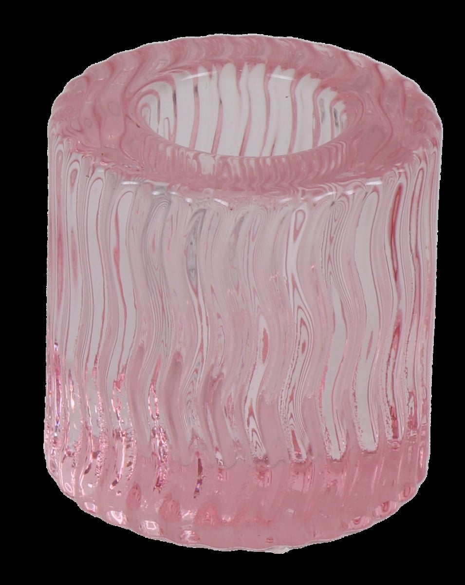 5076 -10 2 in. Pink Wavy Crystal Candlestick