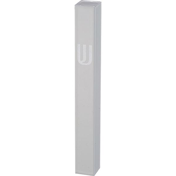 Picture of Art Judaica 24683 12 cm Aluminum Mezuzah Cover with Printed SHIN - White