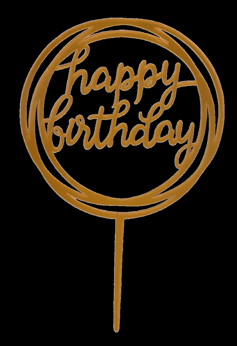 6894 -4 4 x 6 in. Gold Happy Birthday Cake Topper