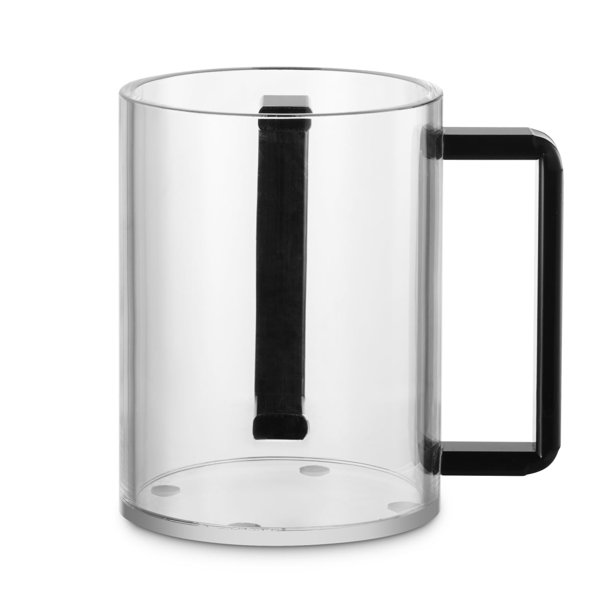 55018 5 in. Acrylic Washing Cup, Clear Black Handles