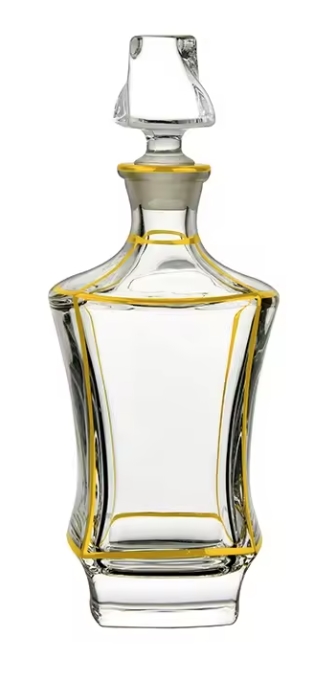 55025 29 oz Glass Wine Decanter with Gold Design