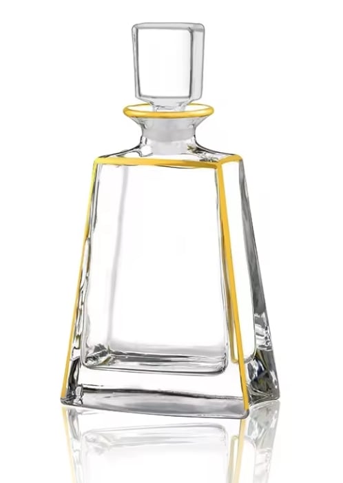 55026 26 oz Glass Wine Decanter with Gold Design