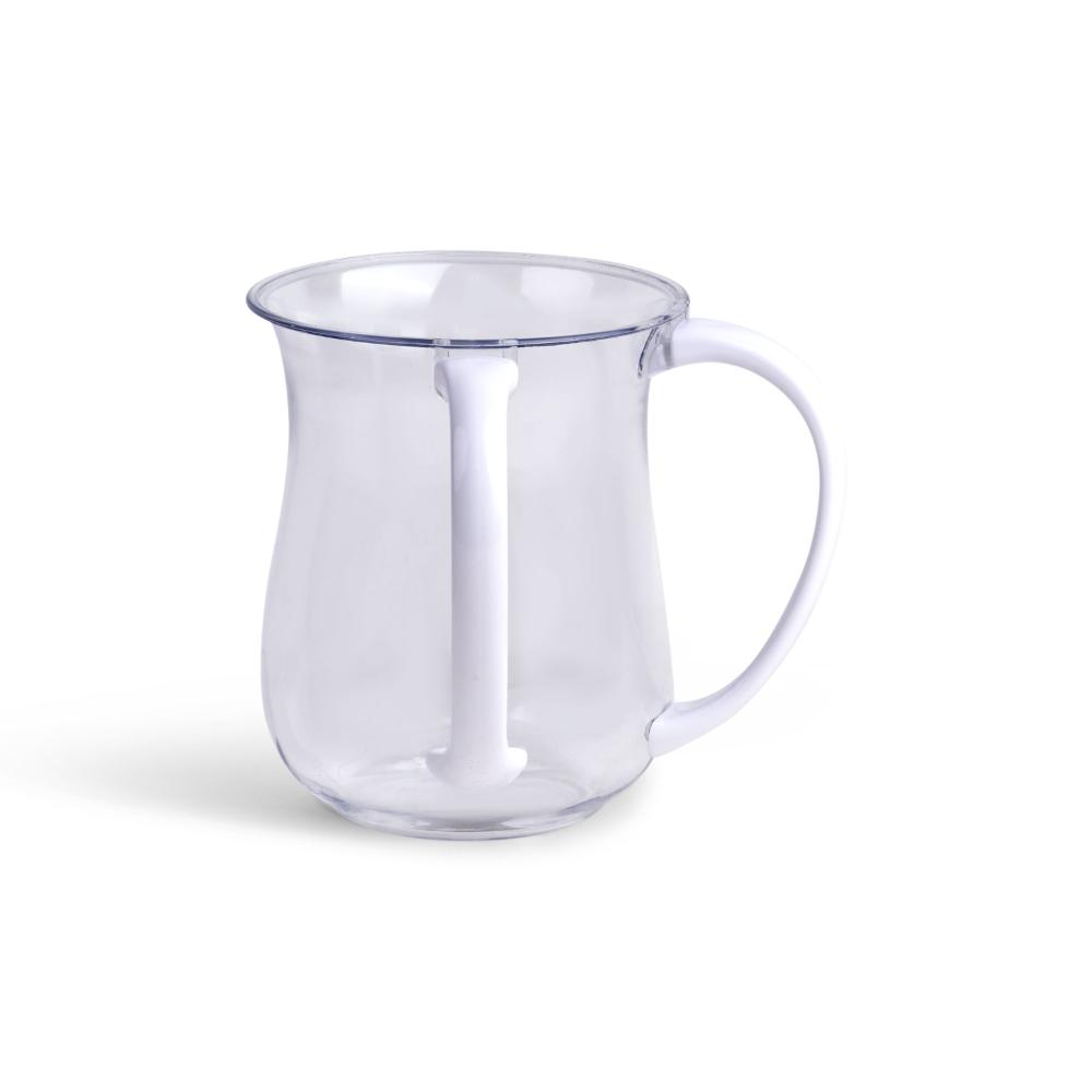 60492 5 in. Acrylic Wash Cup with Handles, White & Clear - 6 Piece