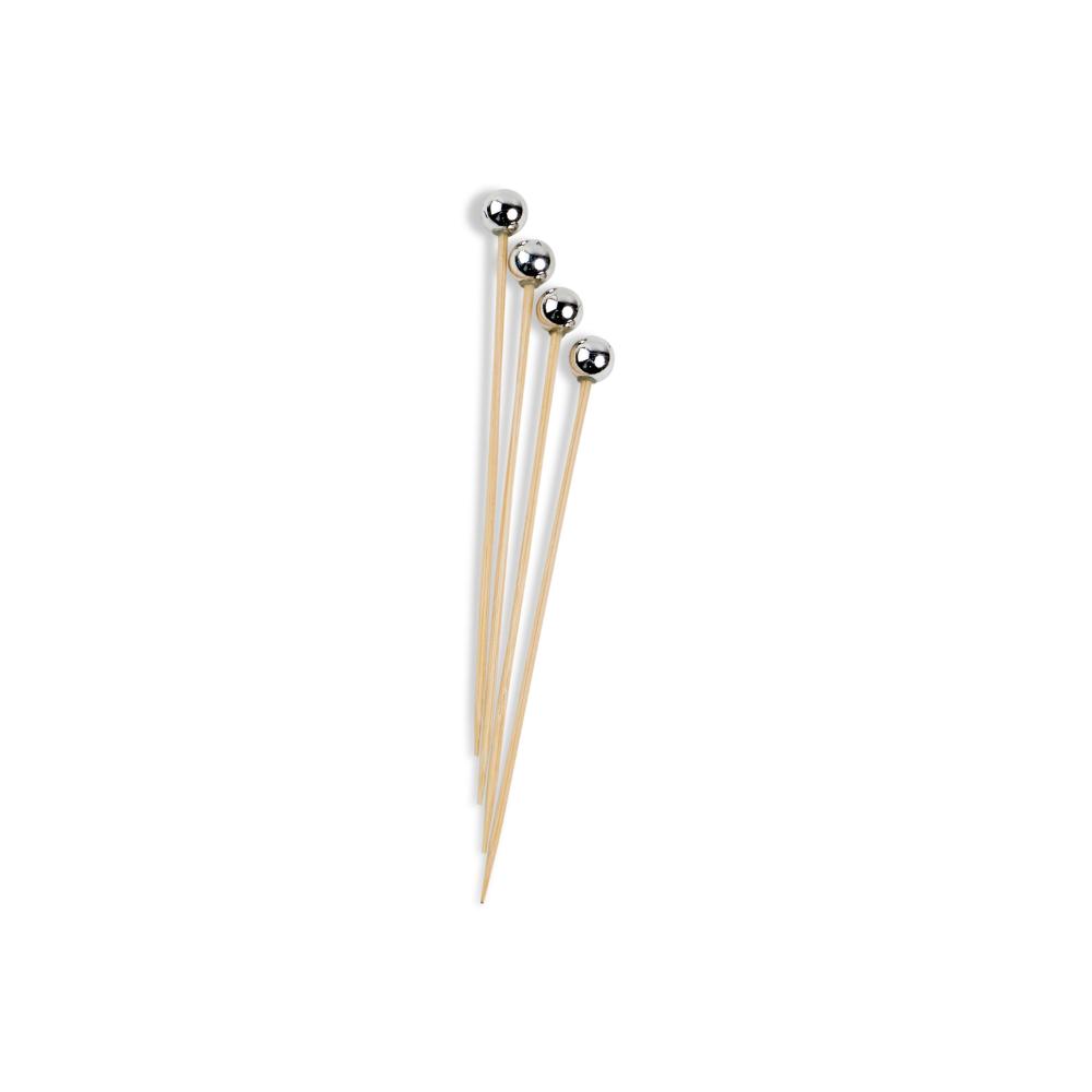 Picture of Organza 1605-5 12 cm Pearl on Stick&#44; Silver - 24 Piece