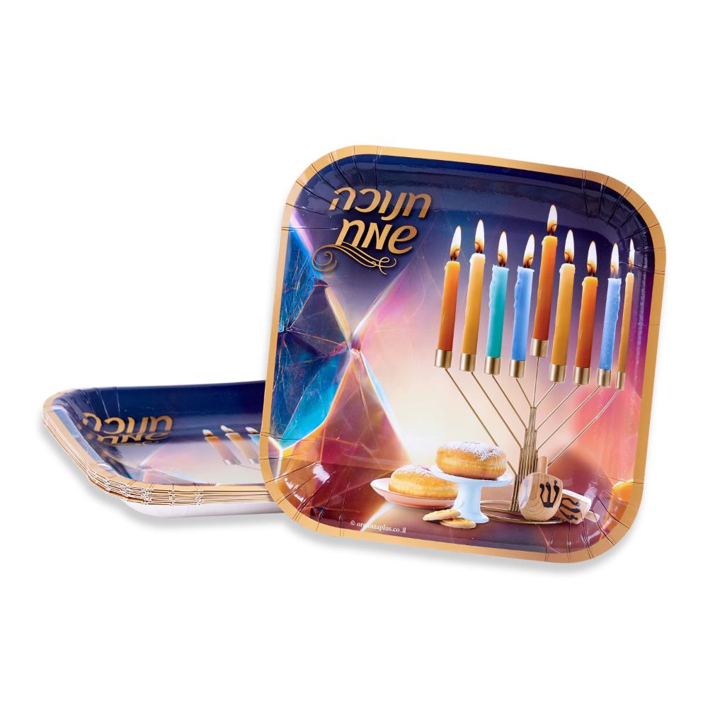 Picture of Dan As 9110 Plate Hanukkah Somaich with Candle&#44; Colored - 10 Piece