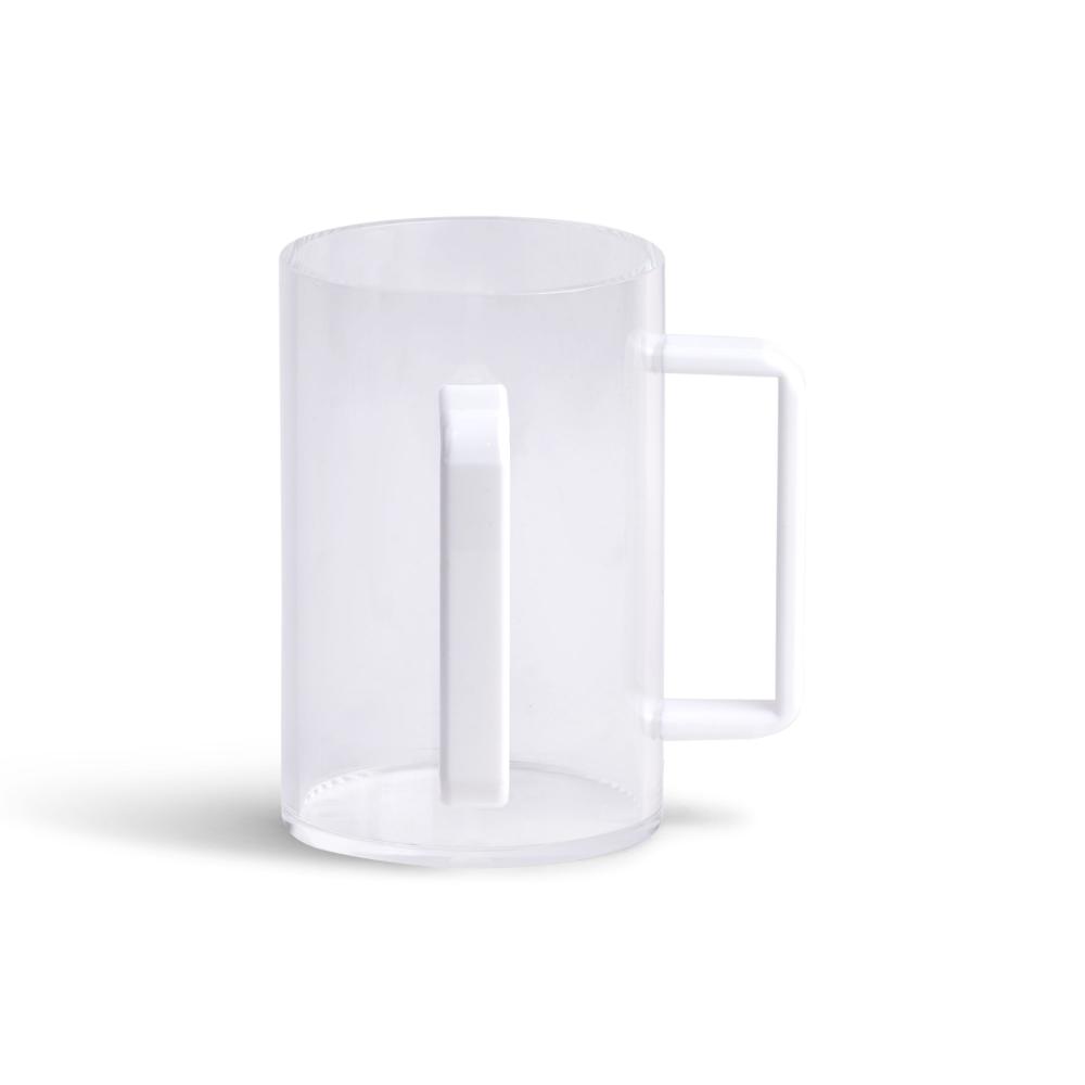 60509 6 in. Tall Acrylic Wash Cup with Handles - White & Clear