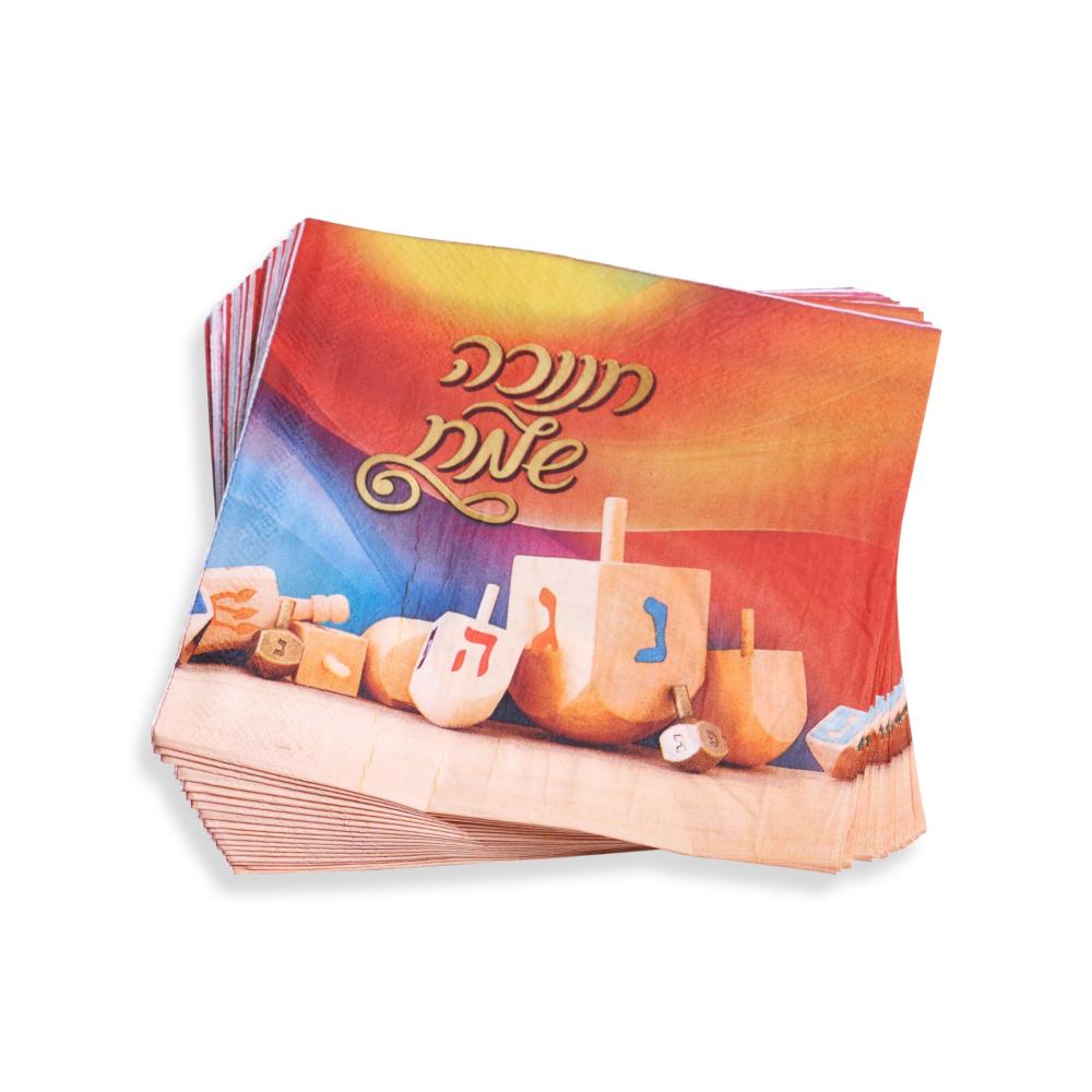 Picture of Dan As 9106 Napkin Hanukkah Somaich with Draidle - 20 Piece