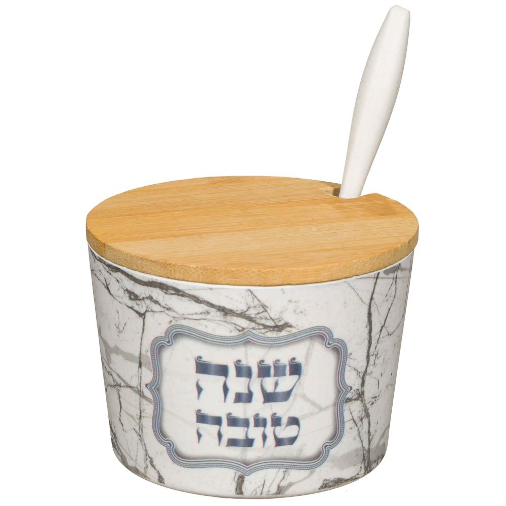 46024 6.5 cm Bamboo Honey Dish Shana Tovah - Silver