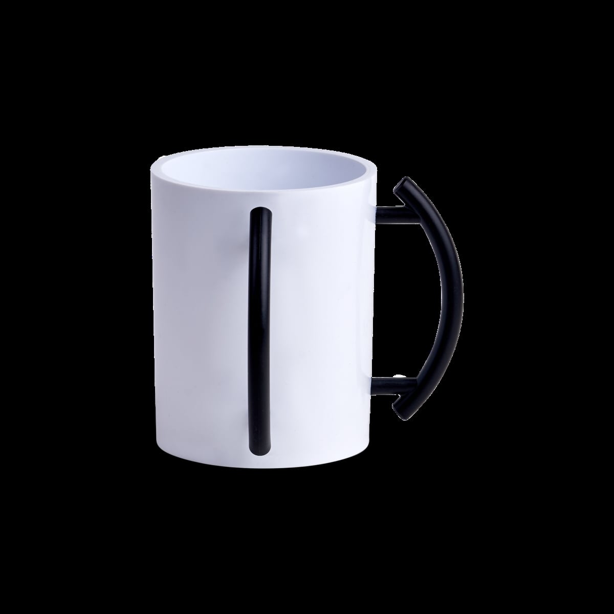 60515 Acrylic Washing Cup with Black Handle, White