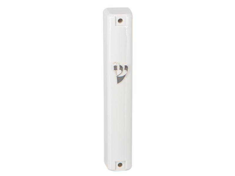 Picture of Art Judaica 21077 20 cm Plastic White Mezuzah with Rubber Cork letter Shin