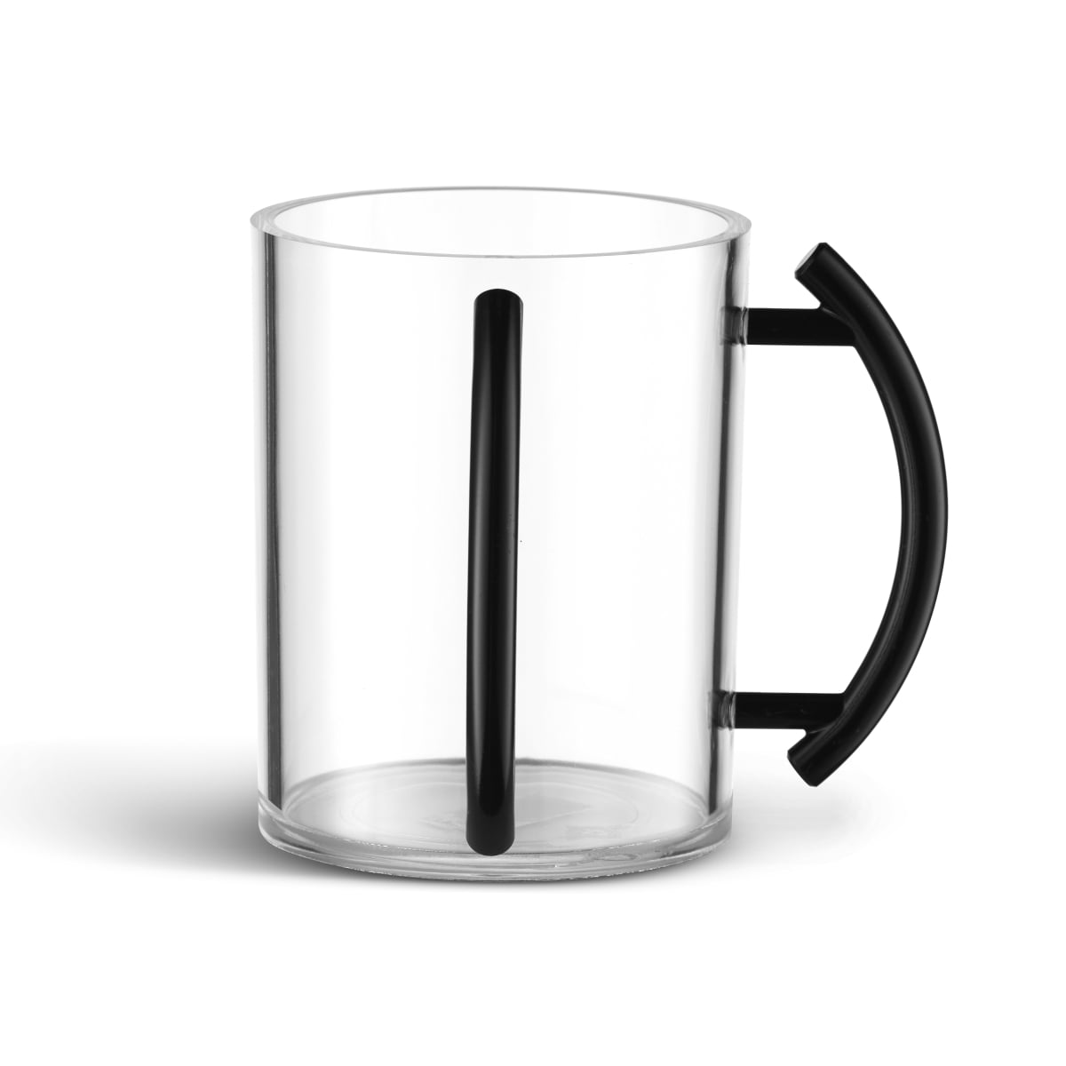 60513 Acrylic Washing Cup with Black Handle, Clear